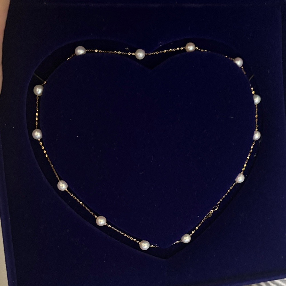 18K Gold starry Pearl Necklace - real sea pearls - Picture 3 of 4